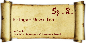 Szinger Urzulina névjegykártya